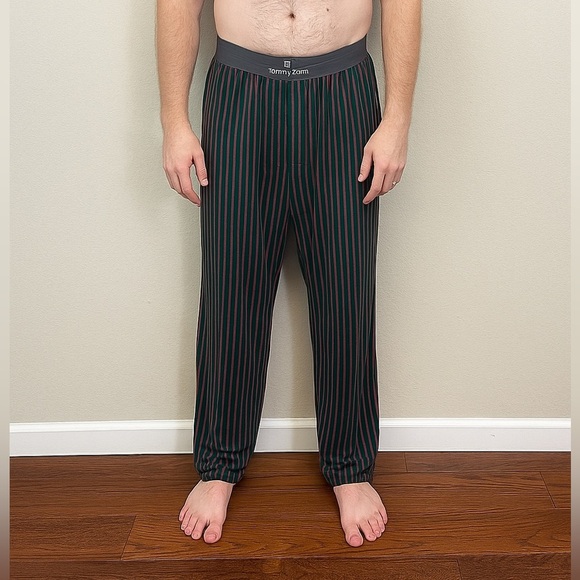 Tommy John Men’s Striped Second Skin Sleep Pant Green and Red Size M - Picture 1 of 11